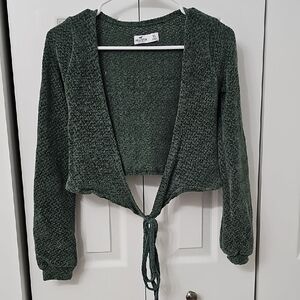 Hollister Forest Green Tie-Front Cardigan